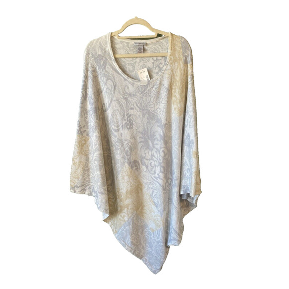 Catherines Poncho Sweater Women Size 4x/5x Gray Silver Gold Knit Pullover Casual - Picture 1 of 12